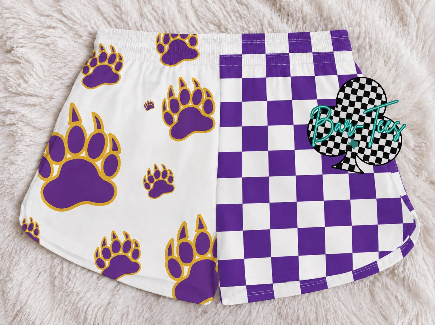 Custom Mascot Split Checkered Shorts