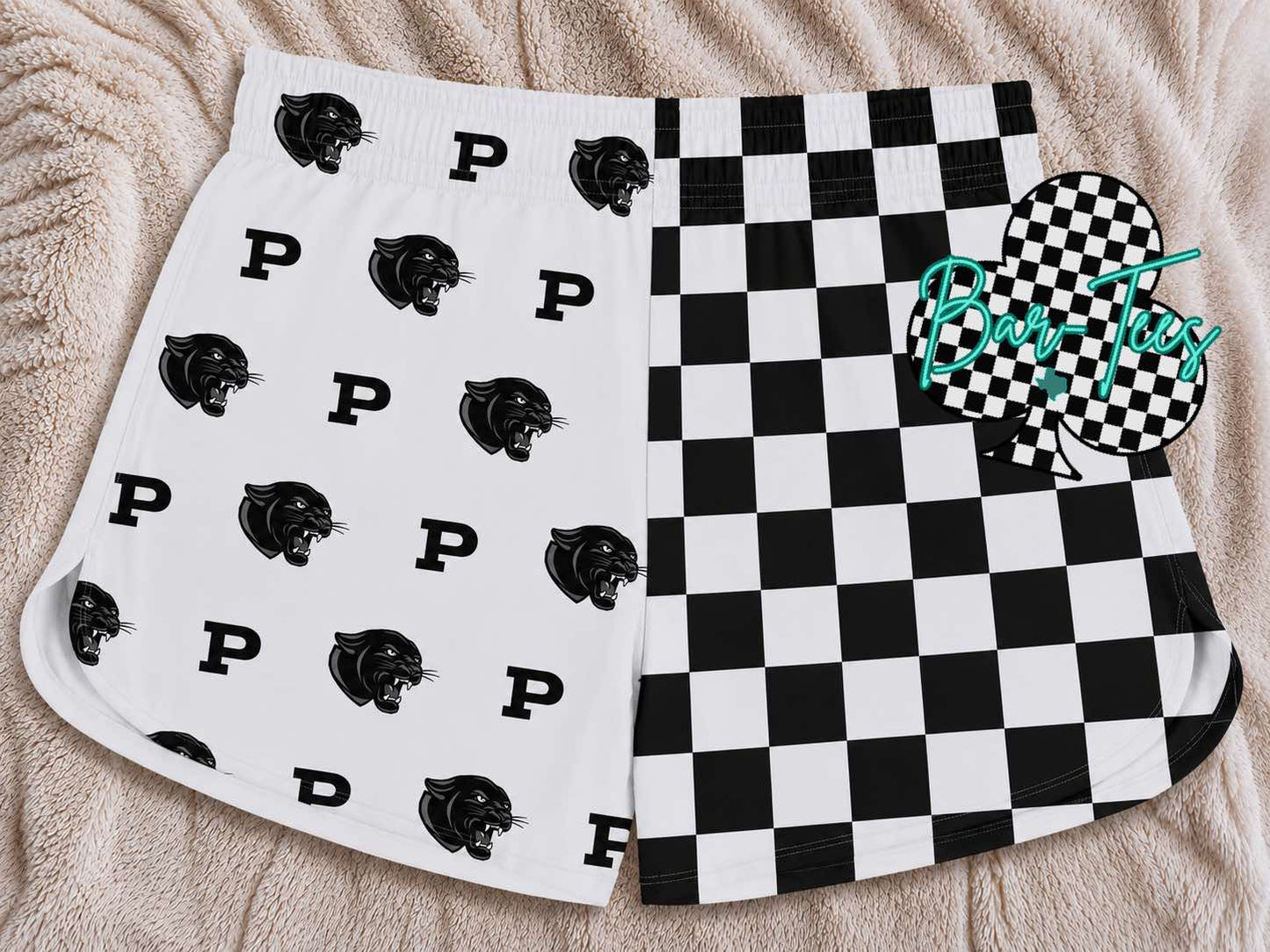 Custom Mascot Split Checkered Shorts
