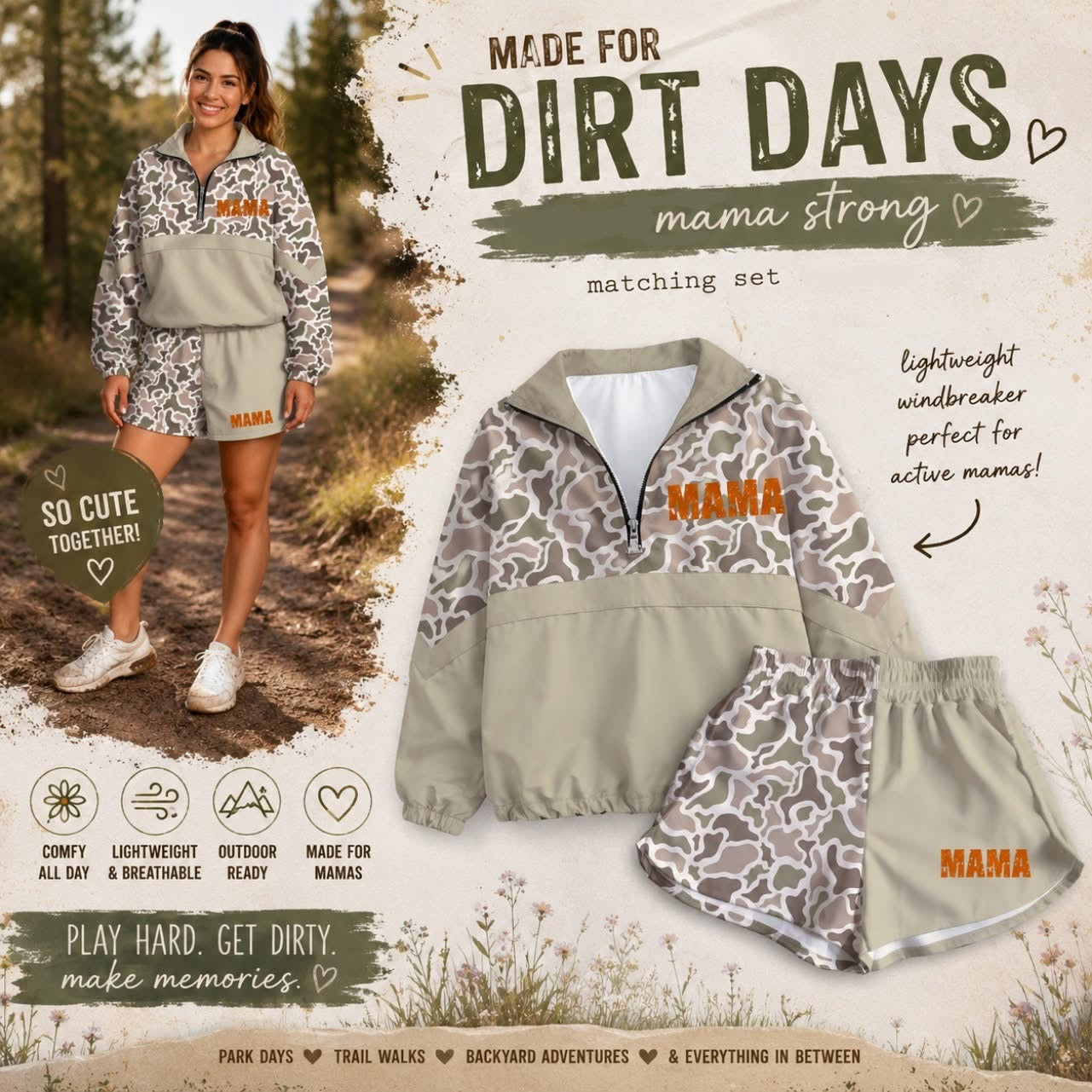 MAMA matching  Set (pullover - size up 1 and shorts tts)