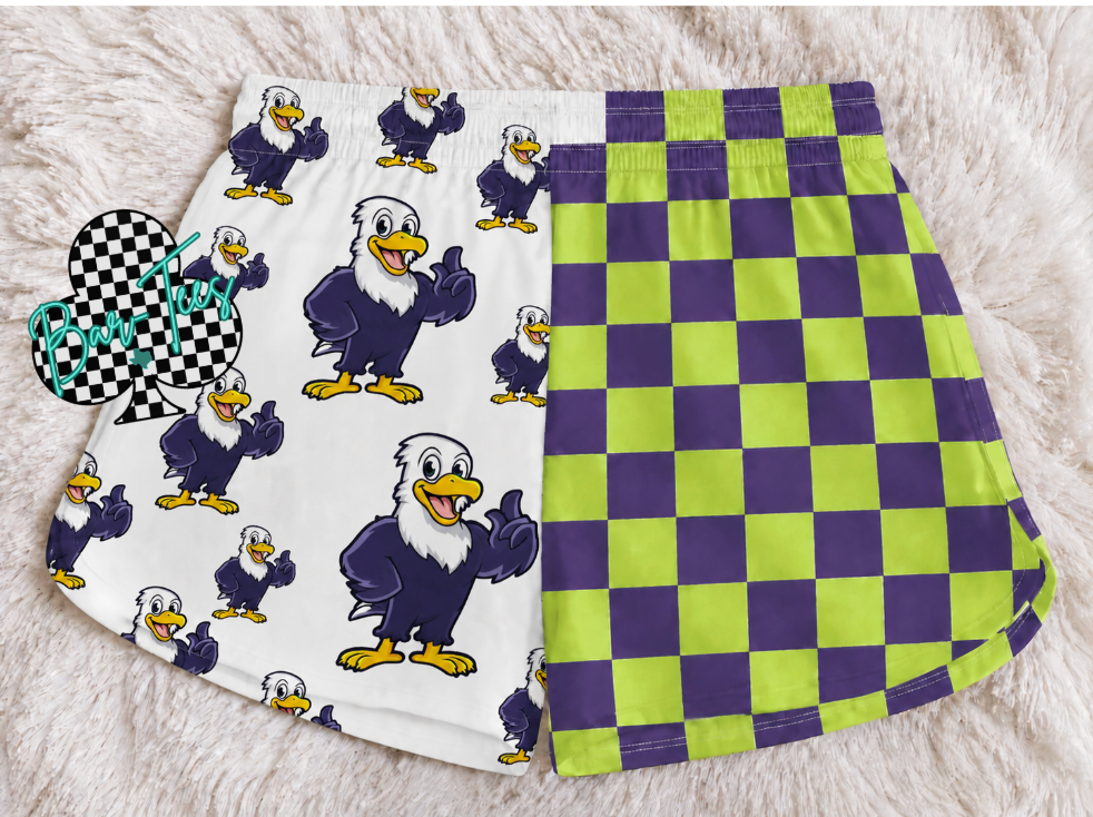Custom Mascot Split Checkered Shorts