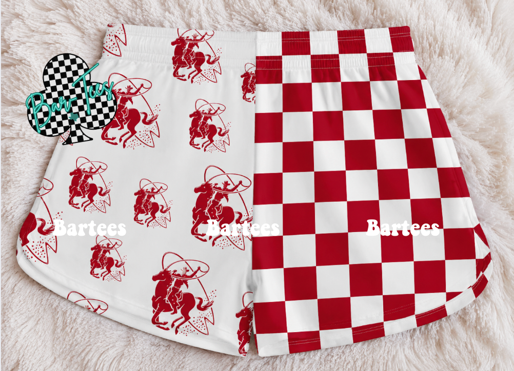 Custom Mascot Split Checkered Shorts