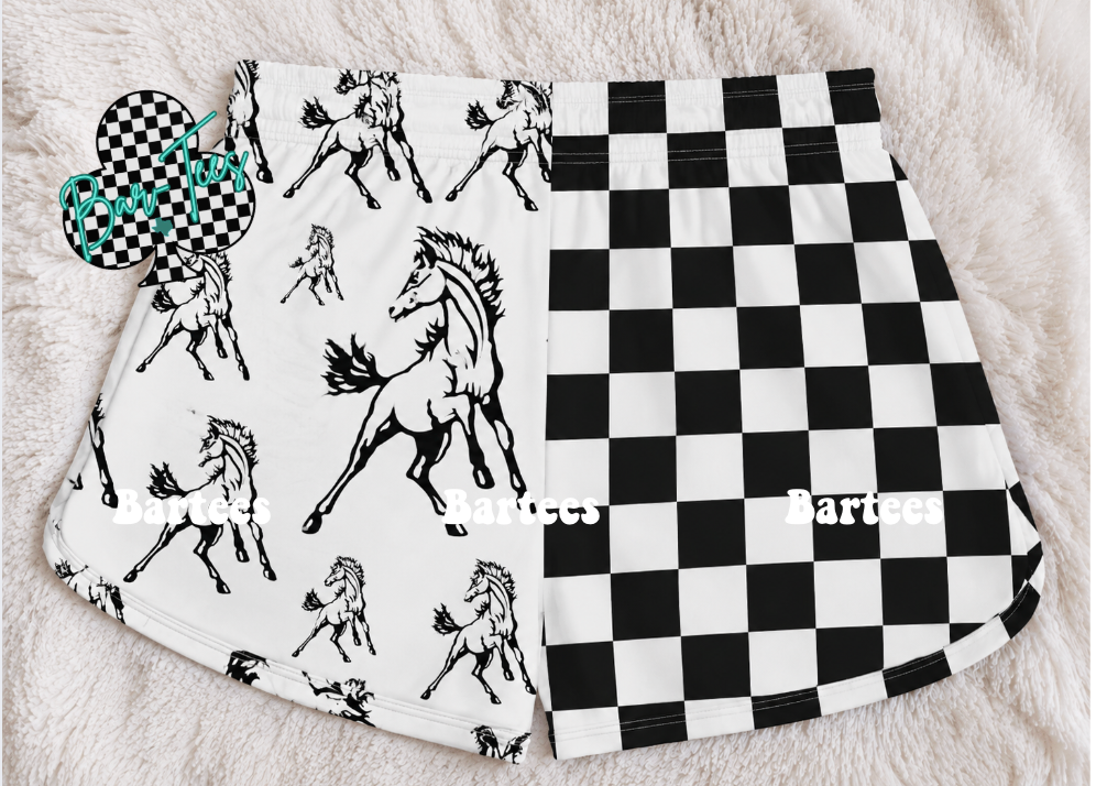 Custom Mascot Split Checkered Shorts