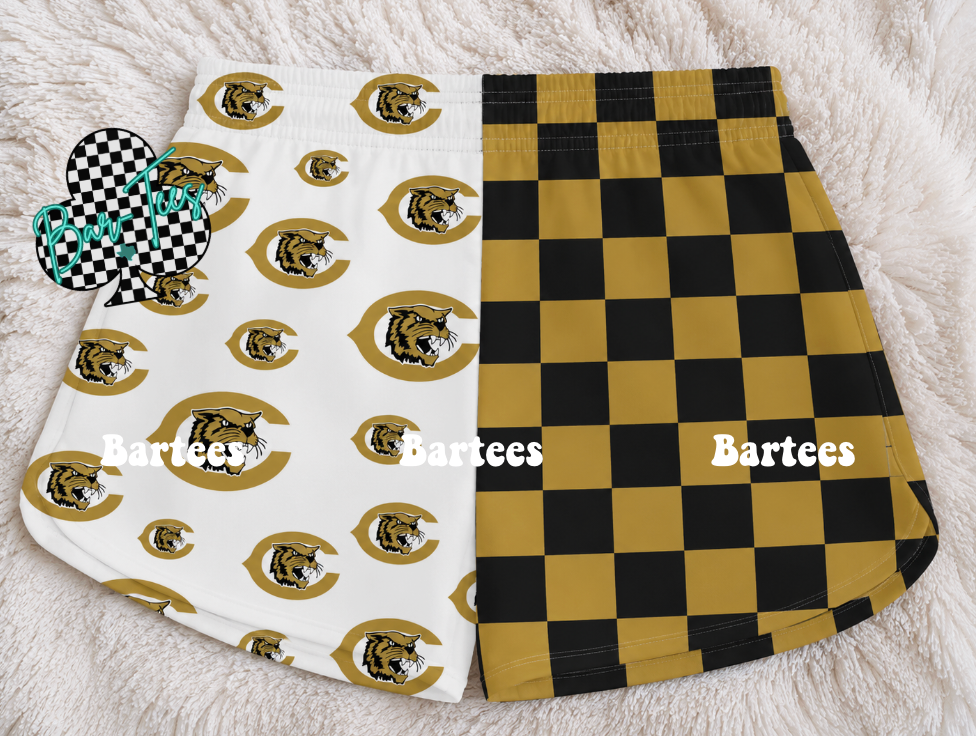 Custom Mascot Split Checkered Shorts