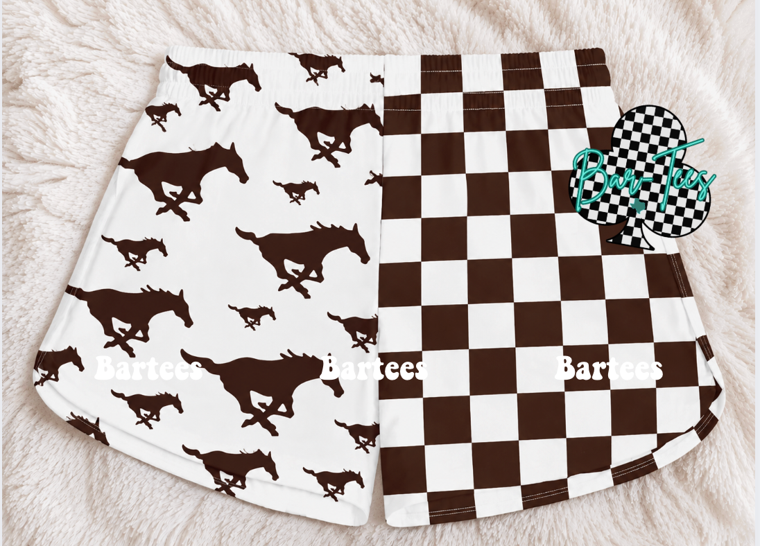 Custom Mascot Split Checkered Shorts