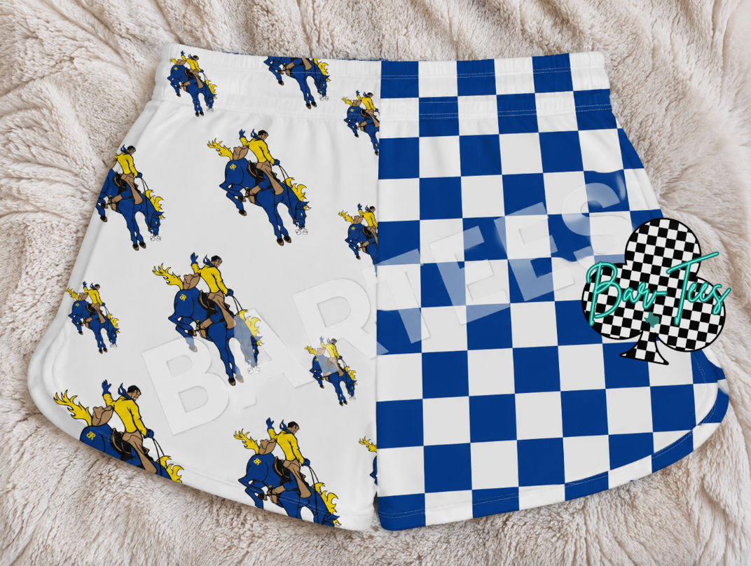 Custom Mascot Split Checkered Shorts