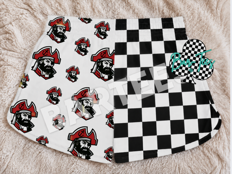 Custom Mascot Split Checkered Shorts