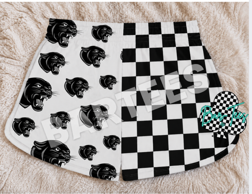 Custom Mascot Split Checkered Shorts