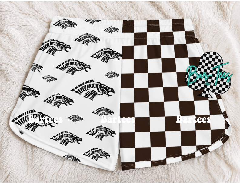 Custom Mascot Split Checkered Shorts