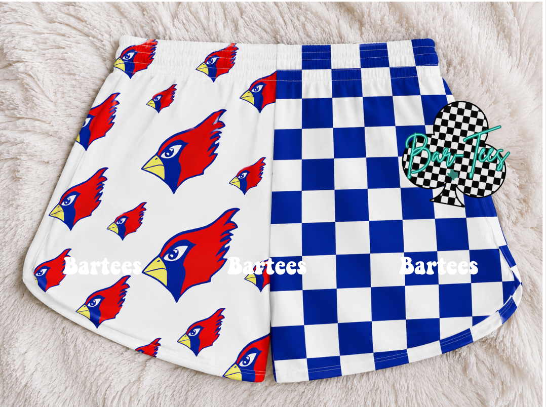 Custom Mascot Split Checkered Shorts