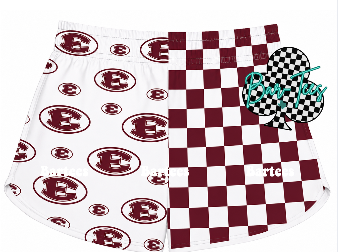 Custom Mascot Split Checkered Shorts