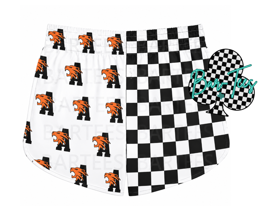 Custom Mascot Split Checkered Shorts