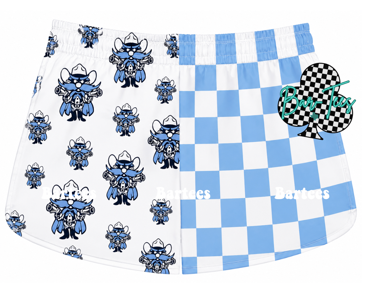 Custom Mascot Split Checkered Shorts