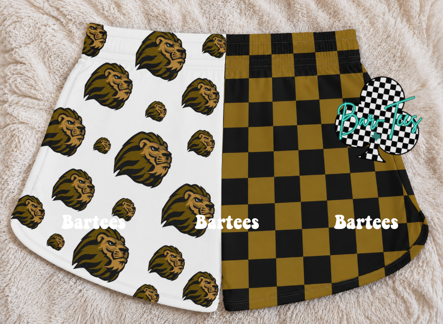 Custom Mascot Split Checkered Shorts