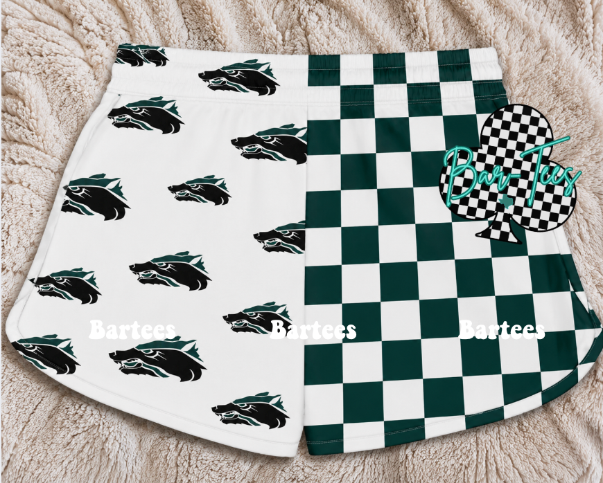 Custom Mascot Split Checkered Shorts