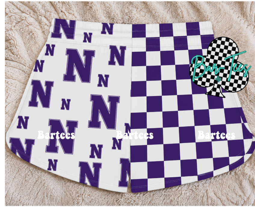 Custom Mascot Split Checkered Shorts