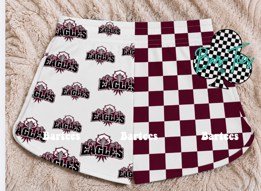 Custom Mascot Split Checkered Shorts