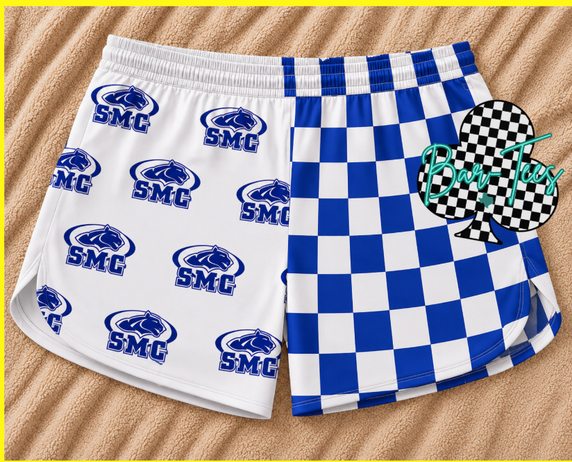 Custom Mascot Split Checkered Shorts