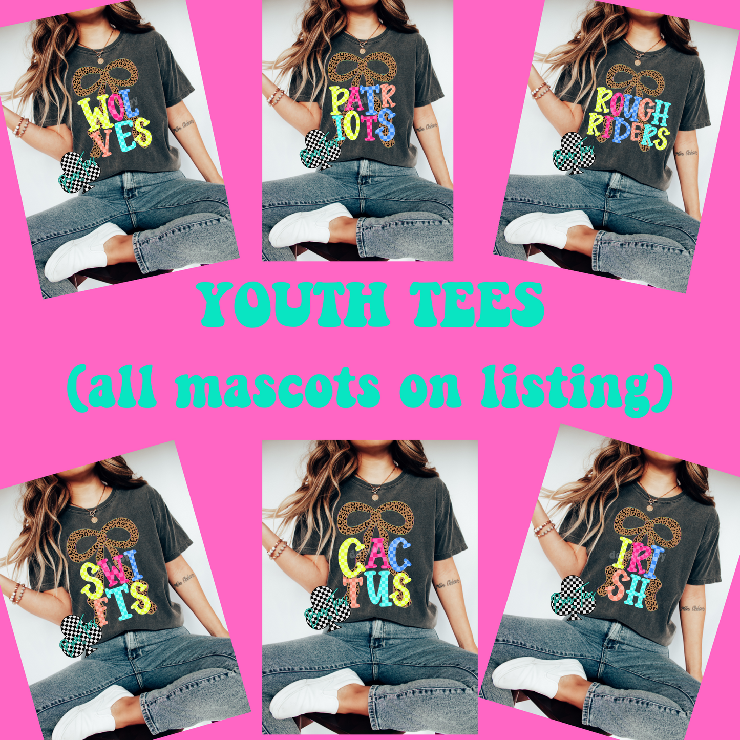 YOUTH Leopard Bow Mascot Tee