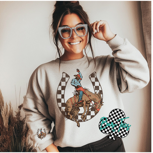 Checkered Bronco Sweatshirt or Tee