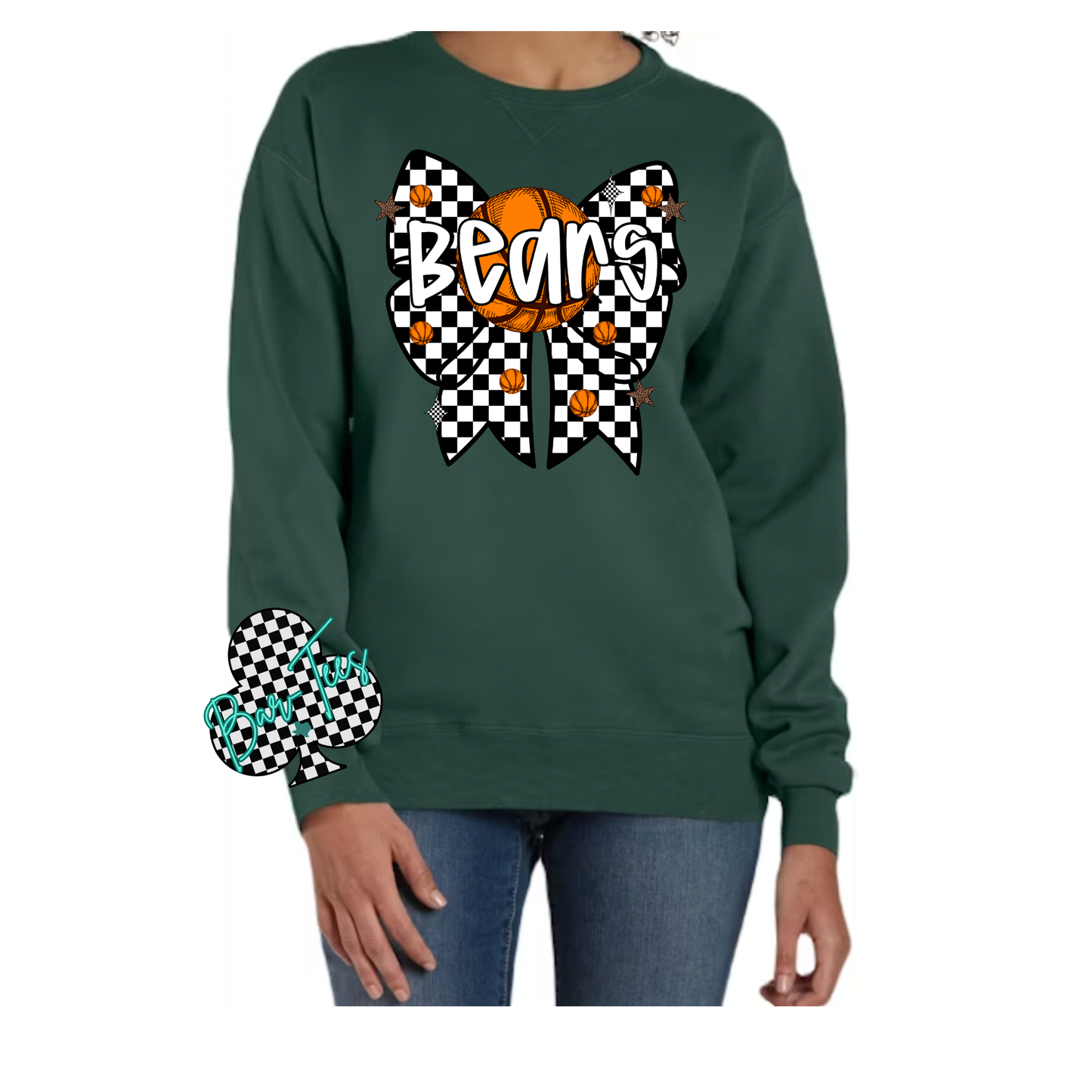 BEARS Checkered Basketball Bow tee/sweatshirt
