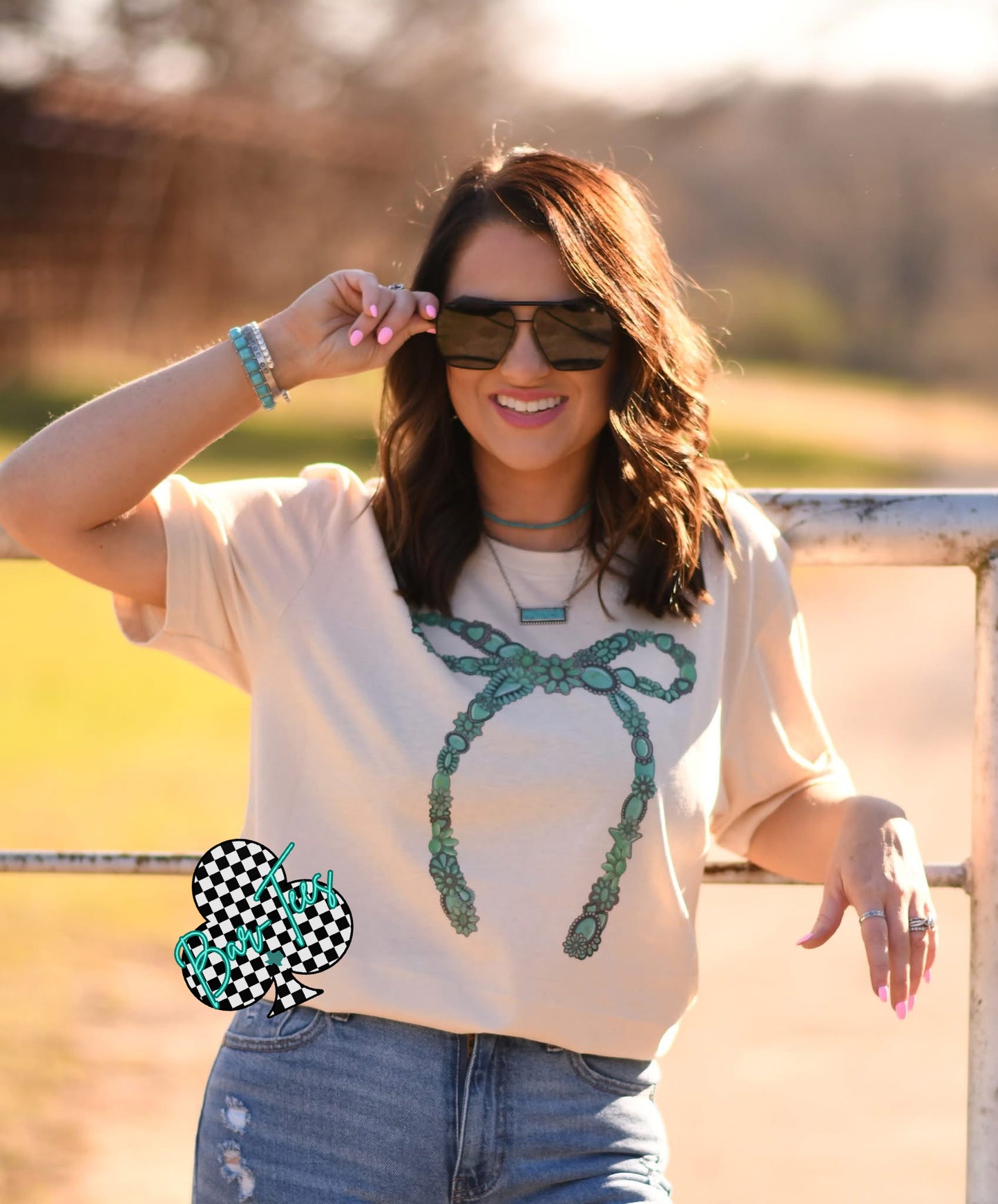 Turquoise Bow Tee