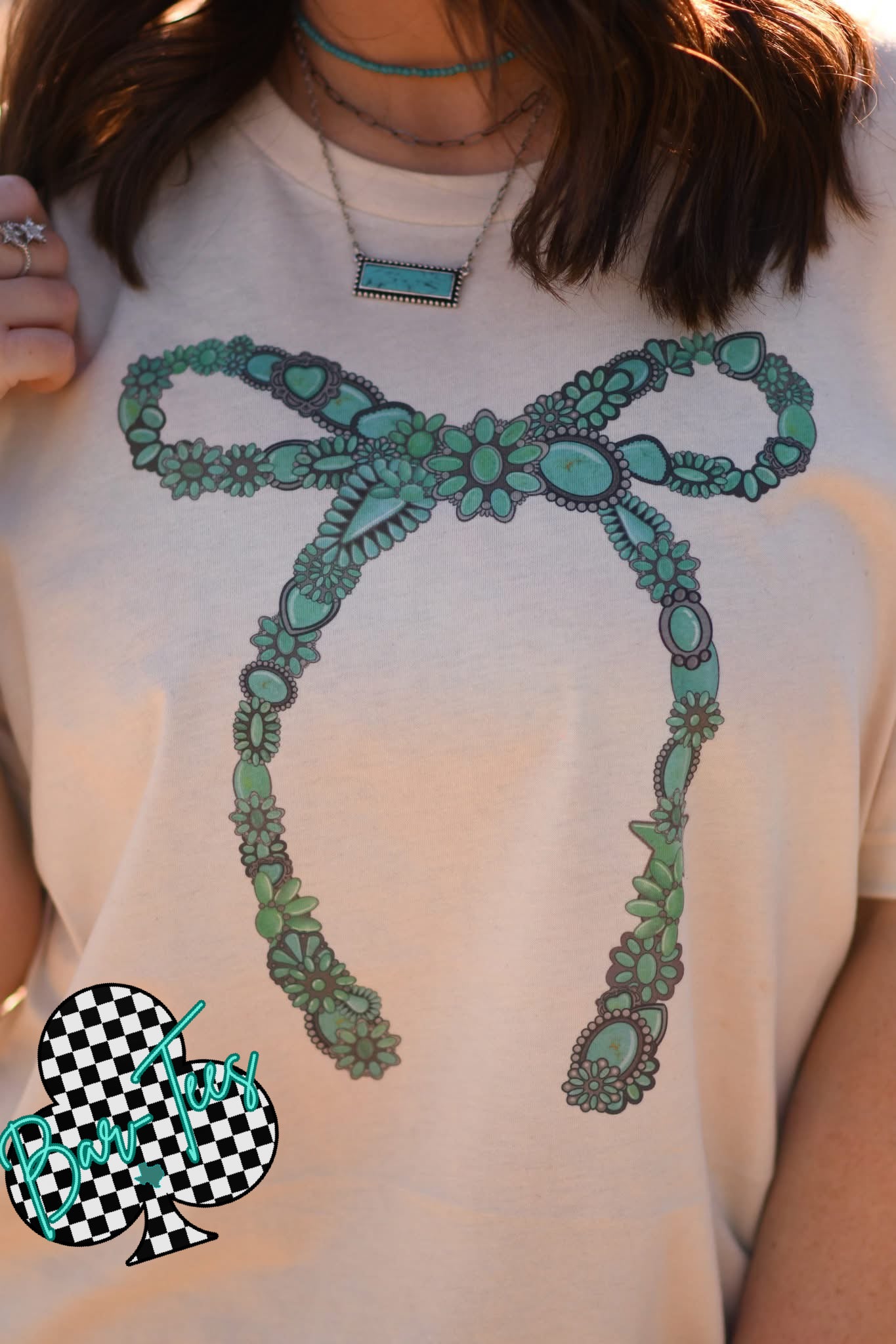 Turquoise Bow Tee
