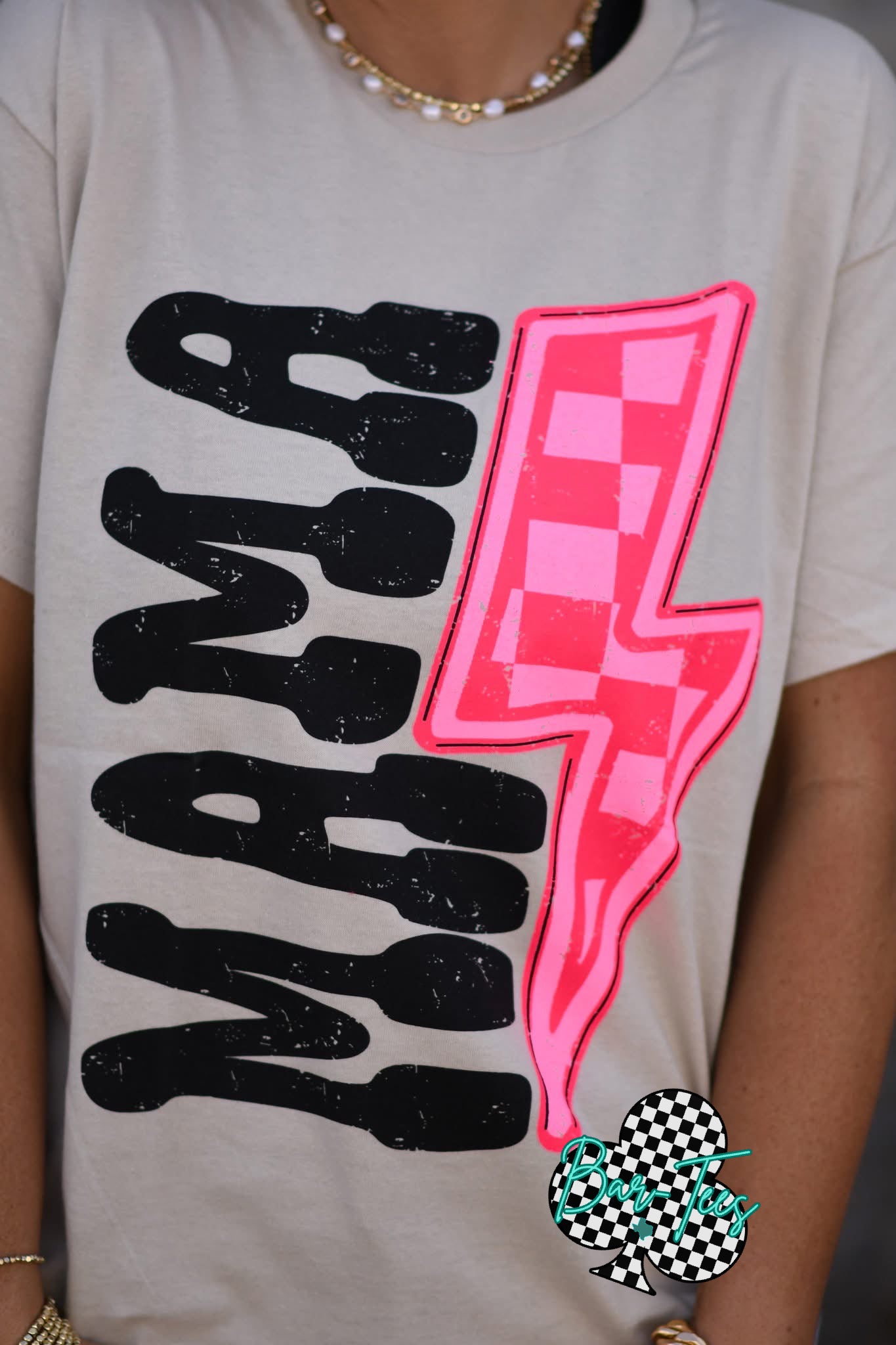 Mama Checkered Bolt Tee