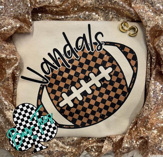Tan checkered football tee