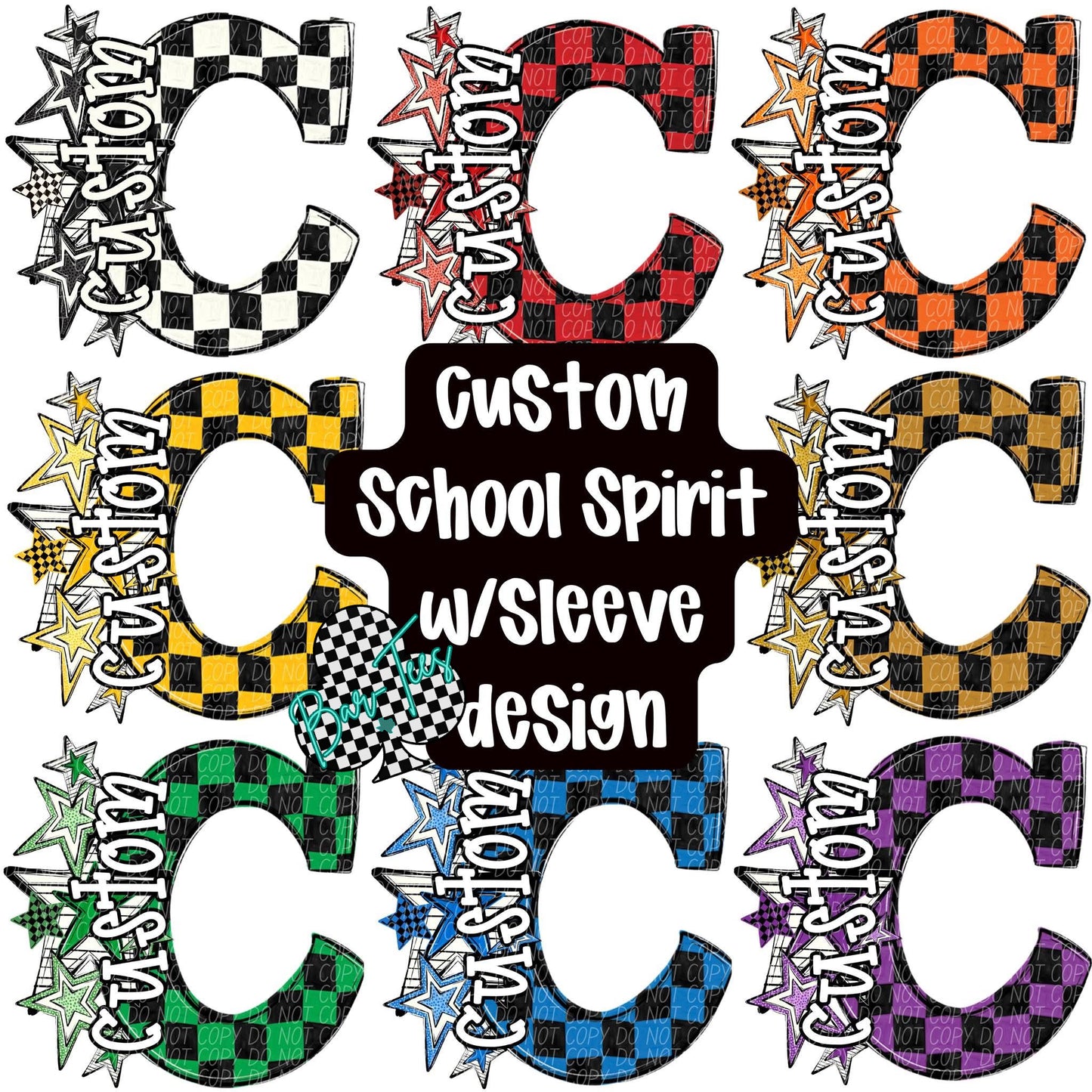 Custom Checkered Mascot Sweatshirt w/ sleeve design