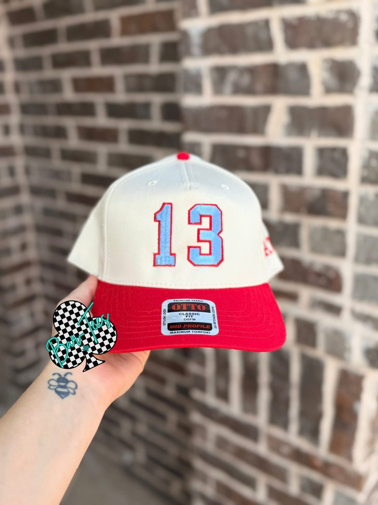 Embroirderd Number Hat with name on the side