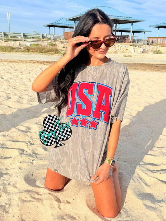 USA puff camo tee