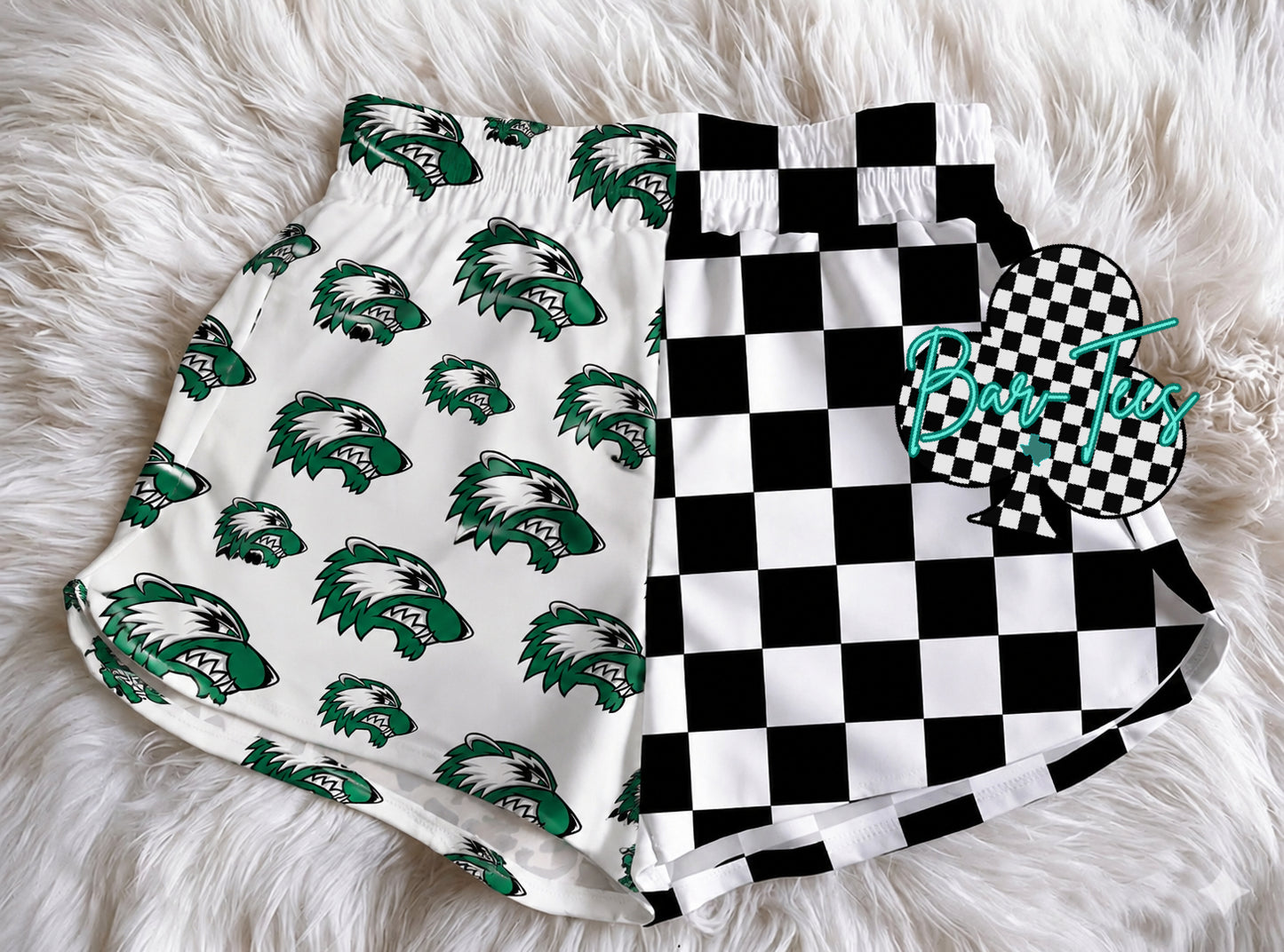 Custom Mascot Split Checkered Shorts