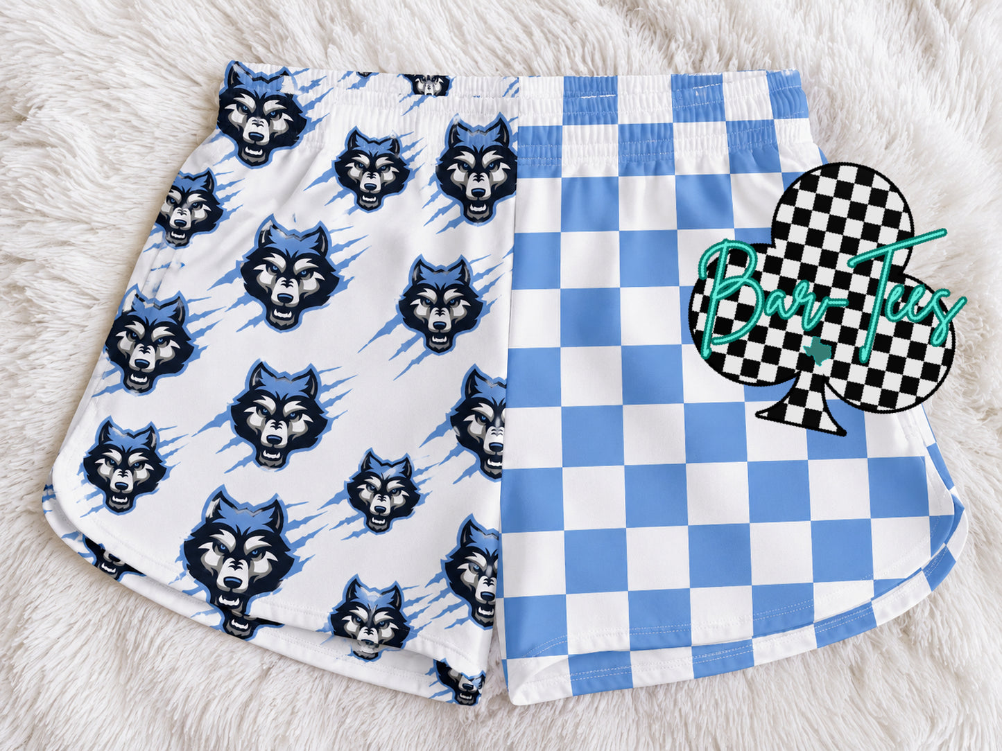 Custom Mascot Split Checkered Shorts