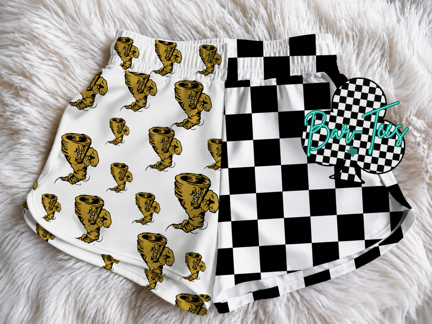 Custom Mascot Split Checkered Shorts