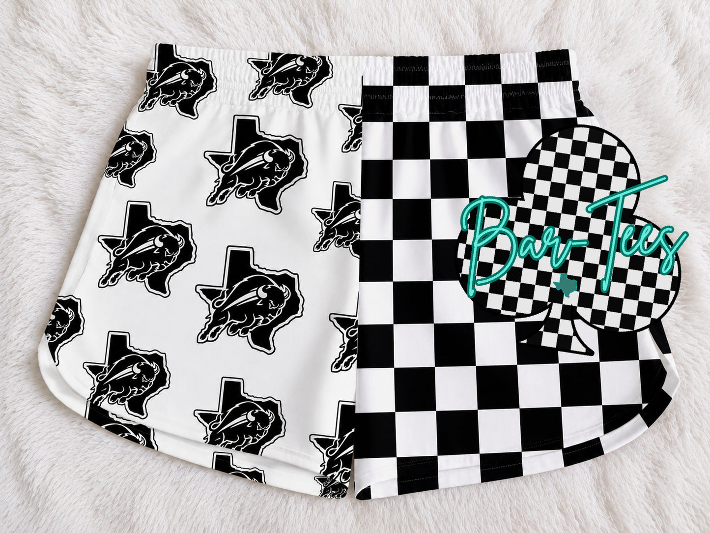 Custom Mascot Split Checkered Shorts