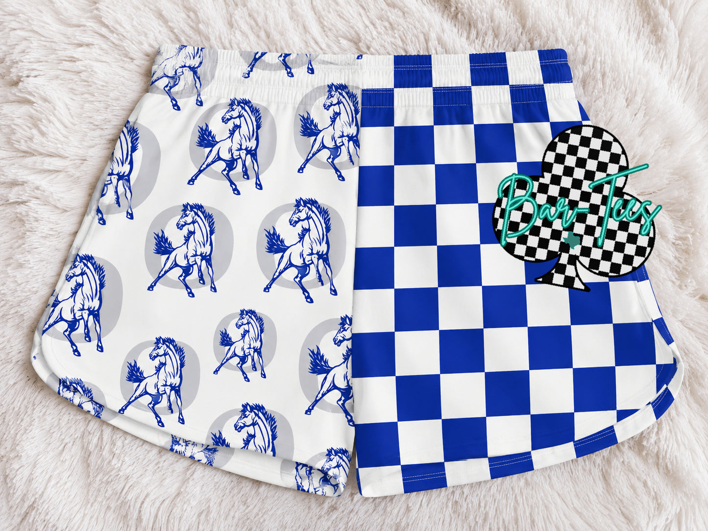 Custom Mascot Split Checkered Shorts