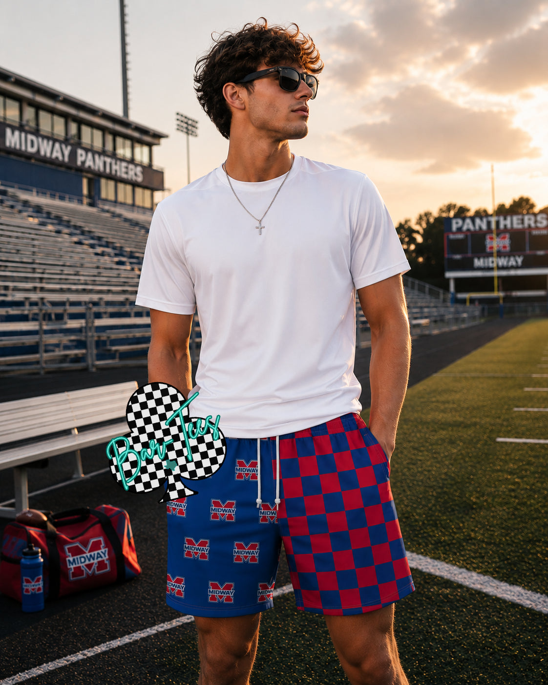 MIDWAY Panthers BOYS Custom Mascot Split Checkered Shorts