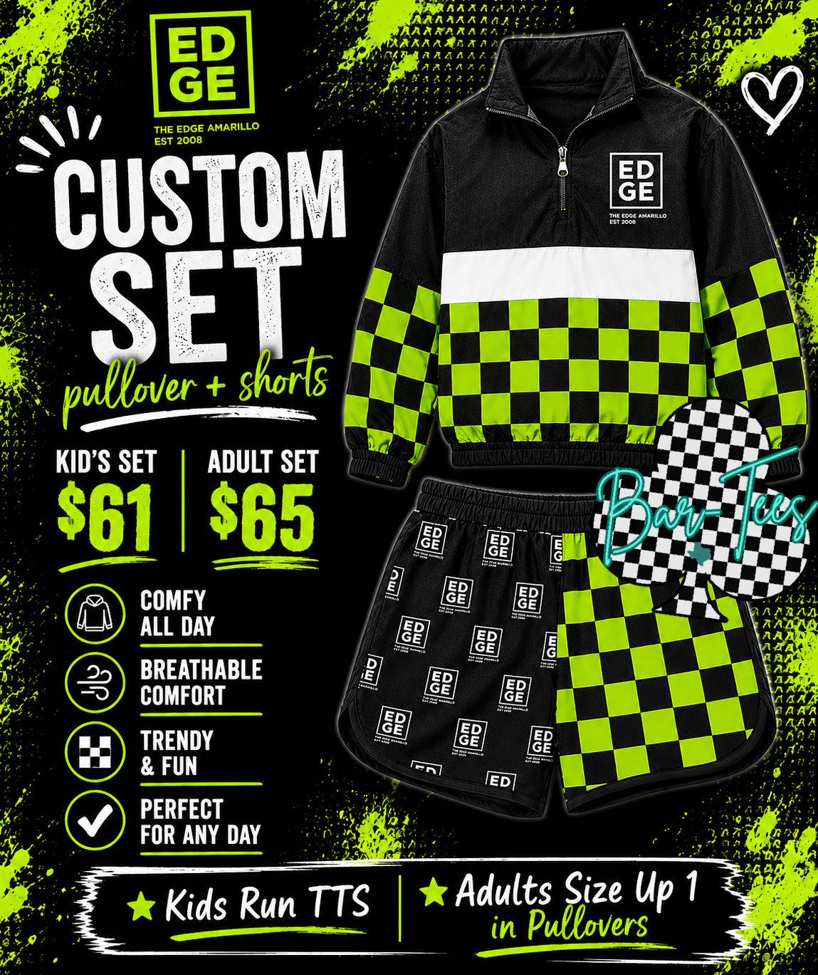 ADULT - EDGE Custom Matching Set (pullover - size up 1 and shorts tts)