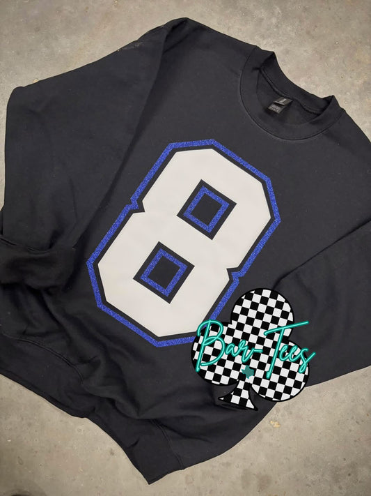 Custom PUFF/Glitter Number Tee or Sweatshirt