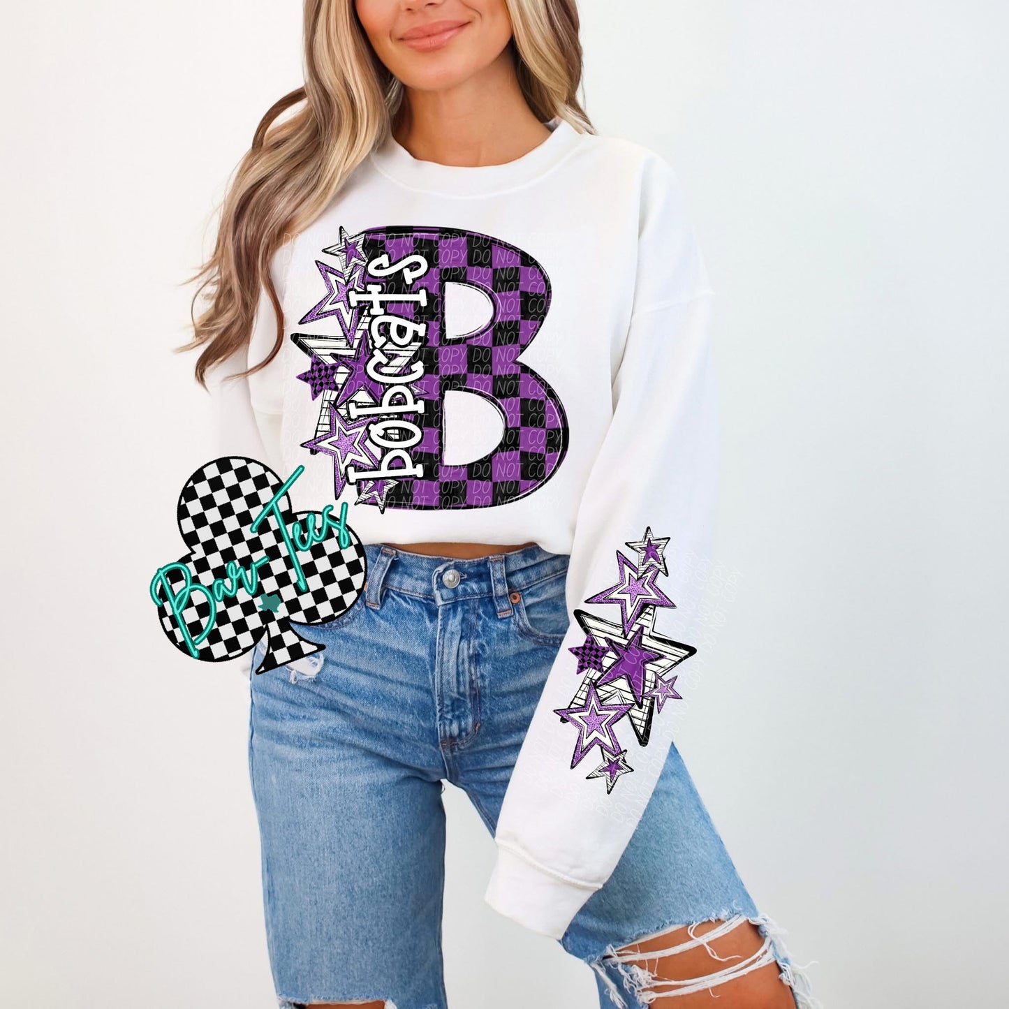 Custom Checkered Mascot Sweatshirt w/ sleeve design