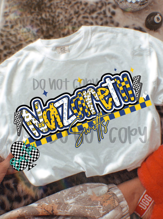 Nazareth Swifts Mascot Font Tee/Sweatshirt