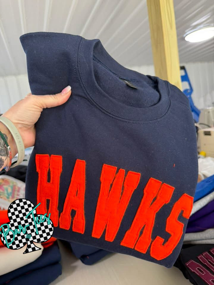 Two Color- Custom Name/Word Raggy Embroidered Sweatshirt