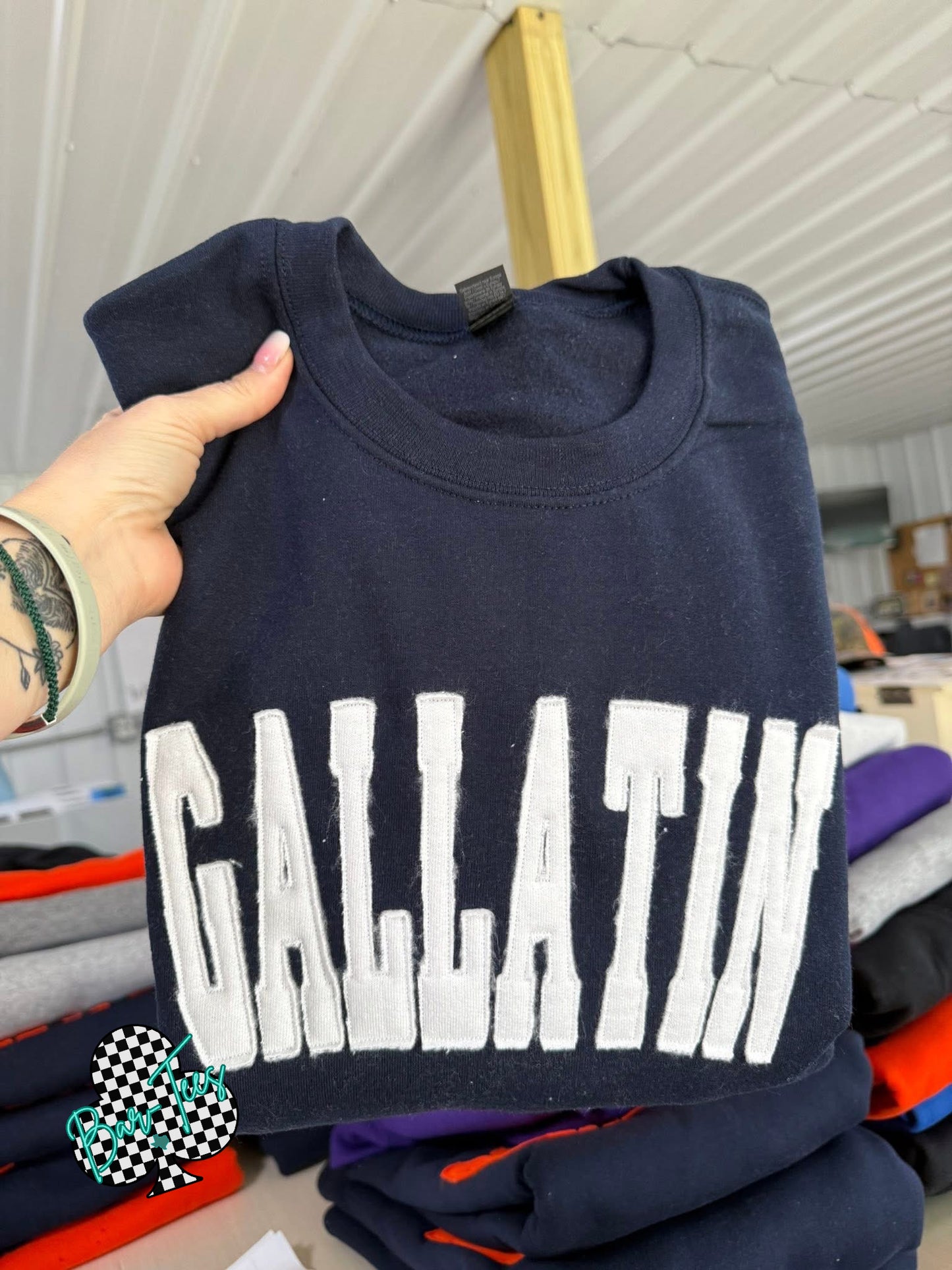 Two Color- Custom Name/Word Raggy Embroidered Sweatshirt