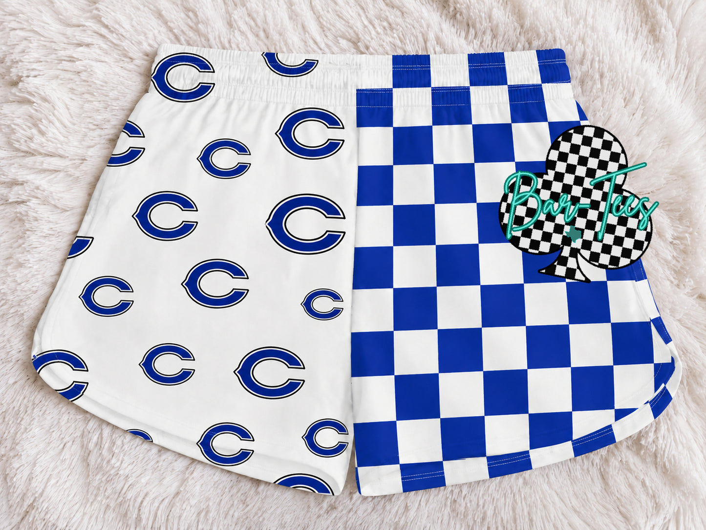 Custom Mascot Split Checkered Shorts