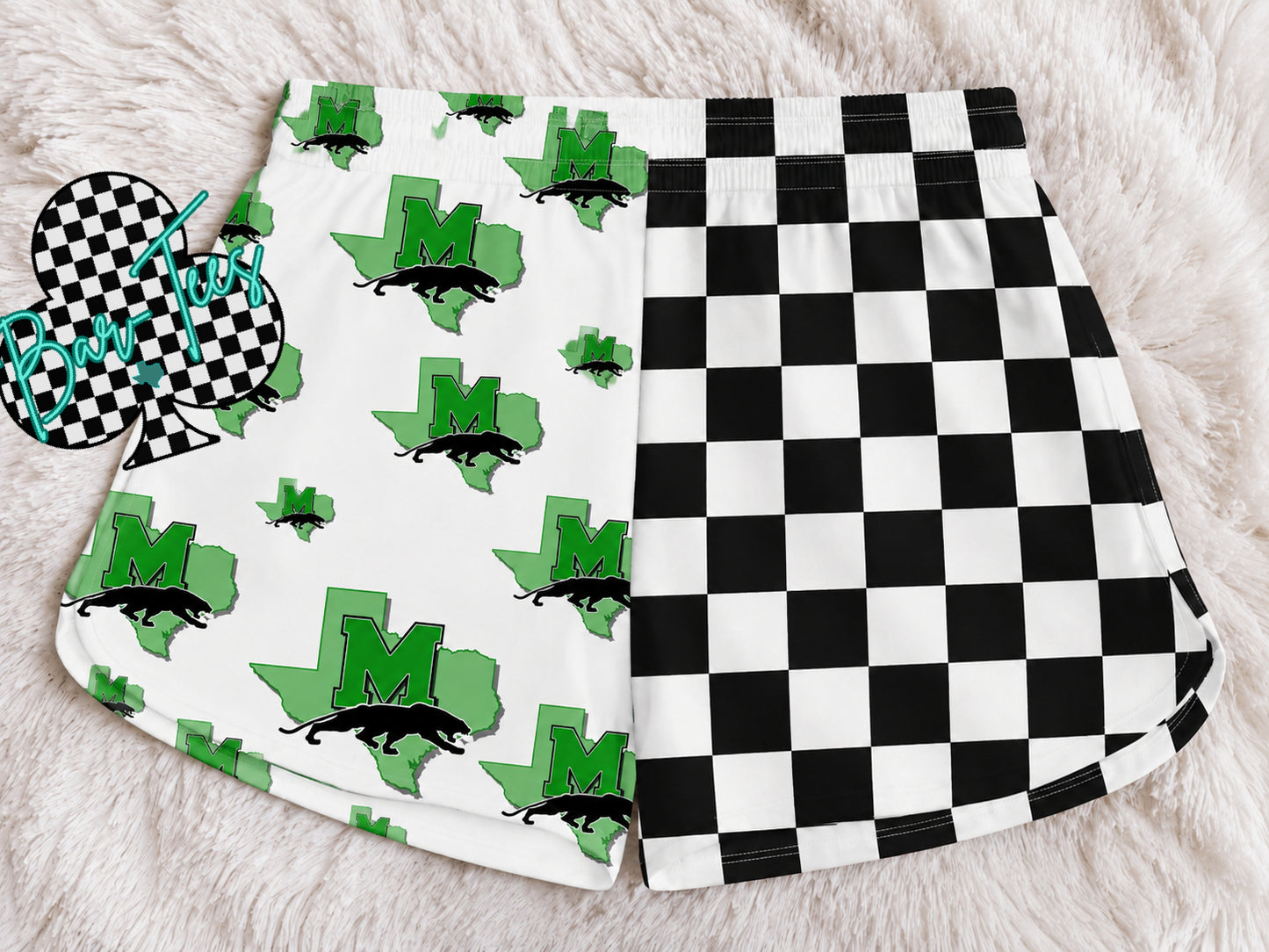 Custom Mascot Split Checkered Shorts