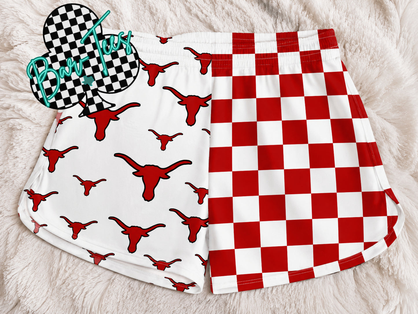 Custom Mascot Split Checkered Shorts