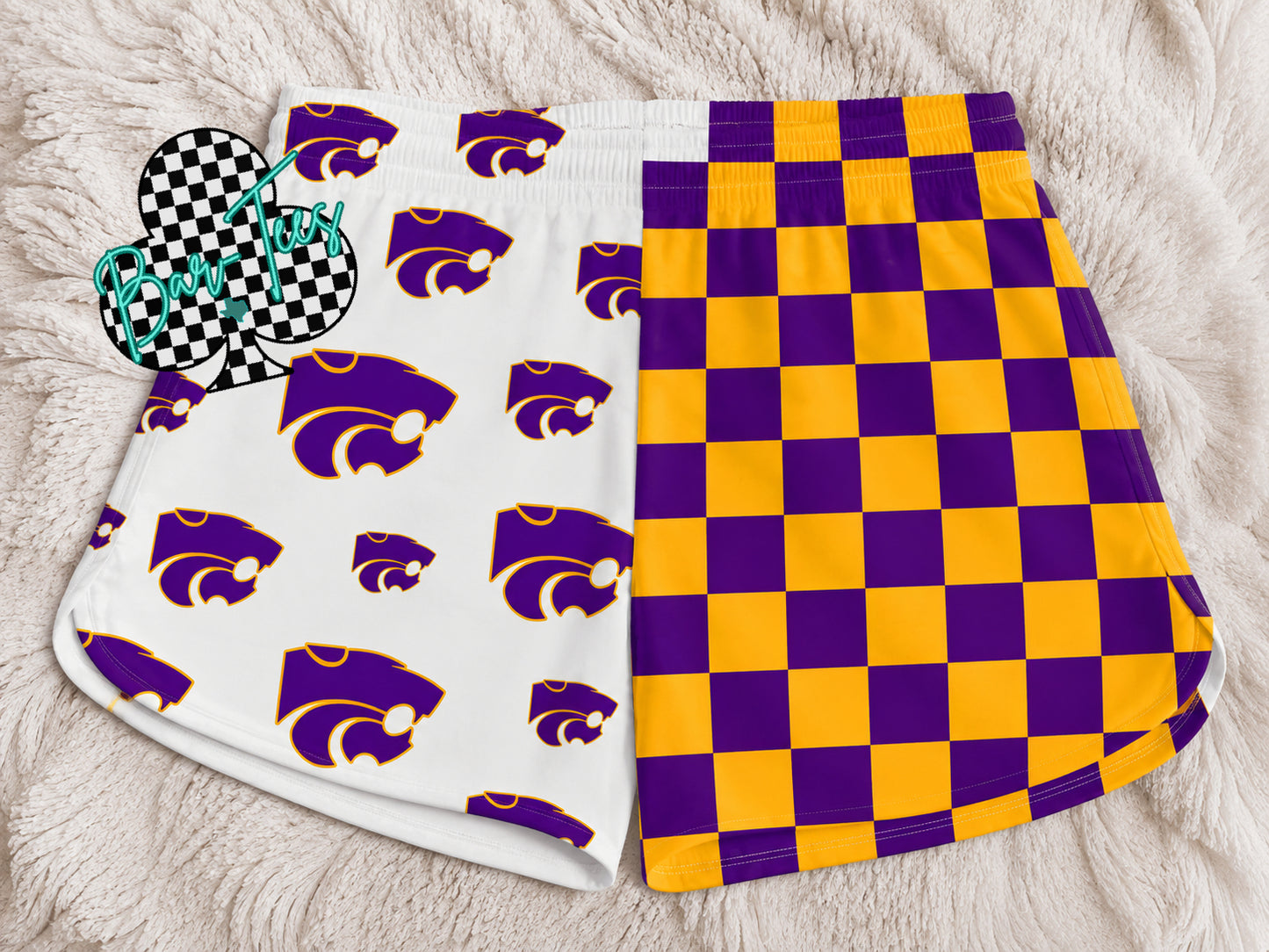 Custom Mascot Split Checkered Shorts