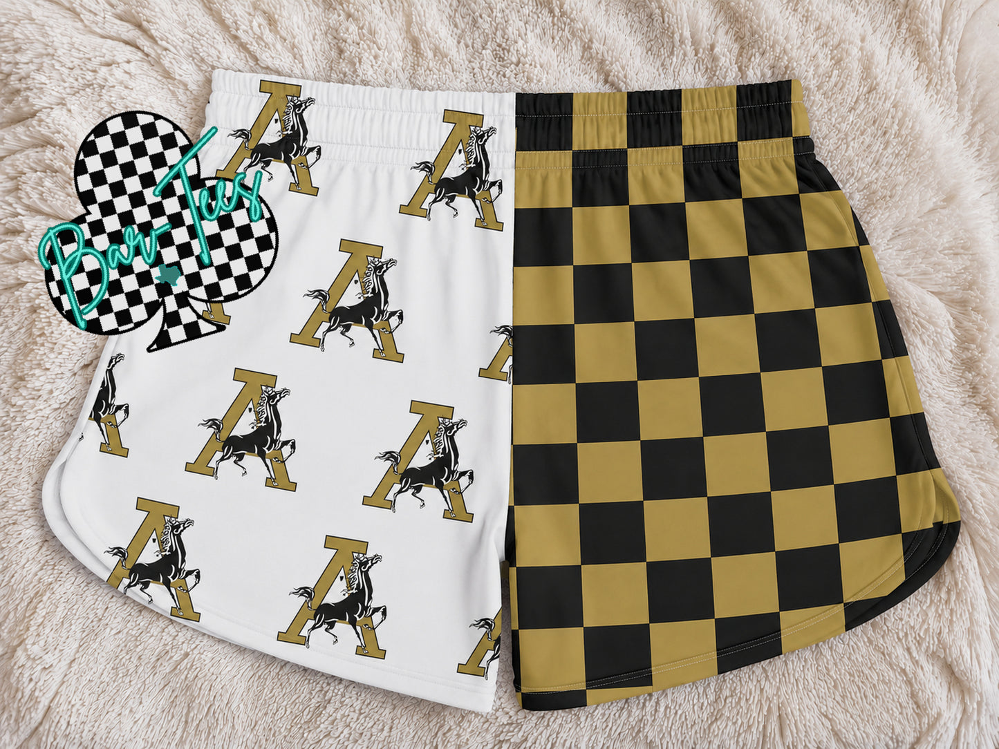 Custom Mascot Split Checkered Shorts