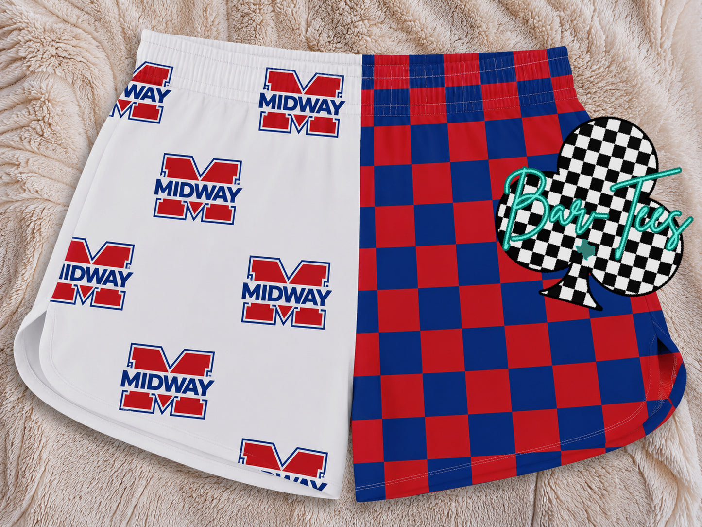 Custom Mascot Split Checkered Shorts