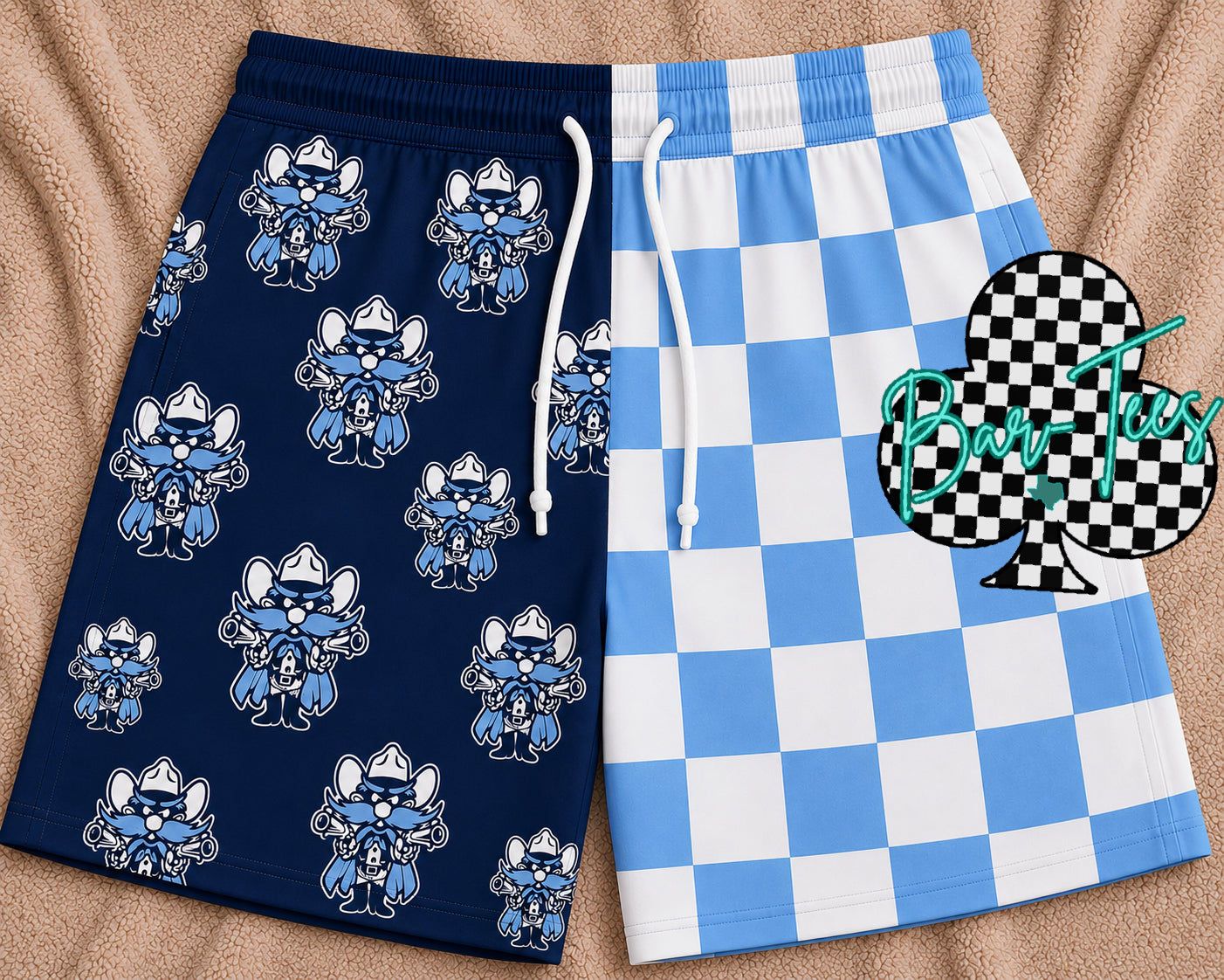 BOYS Custom Mascot Split Checkered Shorts (upload your own mascot/logo)
